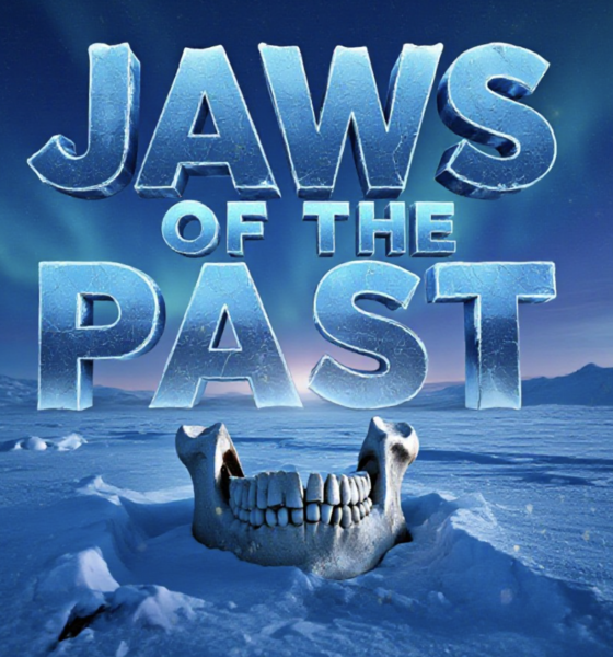A viral, hyper-realistic YouTube thumbnail with a mysterious ancient archaeology atmosphere. The background is a frozen Siberian plateau at twilight with faint northern lights and wind-blown snow. The composition uses a dramatic low-angle macro shot to focus on the main subject: an ancient human jawbone emerging from blue permafrost ice with two precise drill holes threaded by dark horse tendon. The image features massive 3D typography with strict hierarchy: The Primary Text reads exactly: 'JAWS OF THE PAST'. This text is massive, the largest element in the frame, rendered in frozen ice-blue chrome with cracking ice texture to look like a high-budget 3D render. The Secondary Text reads exactly: '2500 Years Ago'. This text is significantly smaller, positioned below the main text. It features a thick, glowing orange border/outline (ember style) to contrast against the cold background. Make sure text 2 is always different theme, style, effect and border compared to text 1. The text materials correspond to the story's concept. Crucial Instruction: There is absolutely NO other text, numbers, watermarks, or subtitles in this image other than these two specific lines. 8k, Unreal Engine 5, cinematic render