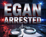 A viral, hyper-realistic YouTube thumbnail with a tense crime-news atmosphere. The background is a dark Mesa County courthouse at night with red and blue police lights flashing across wet pavement and barbed wire in the foreground. The composition uses a dramatic low-angle shot to focus on the main subject: a pair of steel handcuffs locked around a cracked protection order document. The image features massive 3D typography with strict hierarchy: The Primary Text reads exactly: 'EGAN ARRESTED AGAIN'. This text is massive, the largest element in the frame, rendered in cold chrome metal with glowing red edges to look like a high-budget 3D render. The Secondary Text reads exactly: 'Protection Order Breach'. This text is significantly smaller, positioned below the main text. It features a thick white border with red outline sticker style to contrast against the dark background. Make sure text 2 is always different theme, style, effect and border compared to text 1. The text materials correspond to the story's concept. Crucial Instruction: There is absolutely NO other text, numbers, watermarks, or subtitles in this image other than these two specific lines. 8k, Unreal Engine 5, cinematic render