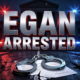 A viral, hyper-realistic YouTube thumbnail with a tense crime-news atmosphere. The background is a dark Mesa County courthouse at night with red and blue police lights flashing across wet pavement and barbed wire in the foreground. The composition uses a dramatic low-angle shot to focus on the main subject: a pair of steel handcuffs locked around a cracked protection order document. The image features massive 3D typography with strict hierarchy: The Primary Text reads exactly: 'EGAN ARRESTED AGAIN'. This text is massive, the largest element in the frame, rendered in cold chrome metal with glowing red edges to look like a high-budget 3D render. The Secondary Text reads exactly: 'Protection Order Breach'. This text is significantly smaller, positioned below the main text. It features a thick white border with red outline sticker style to contrast against the dark background. Make sure text 2 is always different theme, style, effect and border compared to text 1. The text materials correspond to the story's concept. Crucial Instruction: There is absolutely NO other text, numbers, watermarks, or subtitles in this image other than these two specific lines. 8k, Unreal Engine 5, cinematic render