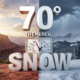 A viral, hyper-realistic YouTube thumbnail with a dramatic weather vibe atmosphere. The background is a split-scene Colorado landscape showing golden sunshine over red rock canyons on the left fading into dark storm clouds and fresh snow on the mountains on the right with visible rain shafts. The composition uses a dramatic wide-angle view to focus on the main subject: a large, cracked temperature gauge showing 70 degrees on one side and 32 degrees on the other. The image features massive 3D typography with strict hierarchy: The Primary Text reads exactly: '70° THEN SNOW'. This text is massive, the largest element in the frame, rendered in molten chrome and fire effect to look like a high-budget 3D render. The Secondary Text reads exactly: 'This Week!'. This text is significantly smaller, positioned below the main text. It features a thick, electric blue glowing border/outline to contrast against the background. Make sure text 2 is always different theme, style, effect and border compared to text 1. The text materials correspond to the story's concept. Crucial Instruction: There is absolutely NO other text, numbers, watermarks, or subtitles in this image other than these two specific lines. 8k, Unreal Engine 5, cinematic render