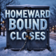 A viral, hyper-realistic YouTube thumbnail with a somber winter Colorado atmosphere. The background is a snowy North Avenue street in Grand Junction at dawn with frost-covered sidewalks and bare trees under cold blue light. The composition uses a low angle to focus on the main subject: a large weathered metal shelter door permanently locked with a heavy chain and padlock. The image features massive 3D typography with strict hierarchy: The Primary Text reads exactly: 'HOMEWARD BOUND CLOSES'. This text is massive, the largest element in the frame, rendered in frozen ice material with cracks and frost details to look like a high-budget 3D render. The Secondary Text reads exactly: '100 Beds Lost Overnight'. This text is significantly smaller, positioned below the main text. It features a thick red outline with glowing edge effect to contrast against the cold background. Make sure text 2 is always different theme, style, effect and border compared to text 1. The text materials correspond to the story's concept. Crucial Instruction: There is absolutely NO other text, numbers, watermarks, or subtitles in this image other than these two specific lines. 8k, Unreal Engine 5, cinematic render