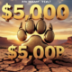 A viral, hyper-realistic YouTube thumbnail with a proud Western Colorado atmosphere. The background is a golden sunset over the Colorado National Monument with Fruita’s Book Cliffs glowing warm orange. The composition uses a dramatic low angle to focus on the main subject: a massive, gleaming bronze Wildcat paw print breaking through cracked desert ground like it's rising up. Image size should be 3:2. The image features massive 3D typography with strict hierarchy: The Primary Text reads exactly: '$5,000 SCHOLARSHIPS'. This text is massive, the largest element in the frame, rendered in polished gold chrome with realistic light reflections to look like a high-budget 3D render. The Secondary Text reads exactly: 'FRUITA SENIORS APPLY NOW'. This text is significantly smaller, positioned below the main text. It features a thick, electric blue glowing border/outline (sticker style) to contrast against the background. Make sure text 2 is always different theme, style, effect and border compared to text 1.