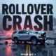 A viral, hyper-realistic YouTube thumbnail with a dramatic emergency atmosphere. The background is a rain-slicked Grand Junction street at 7th and Hill Avenue with twisted metal debris scattered across the pavement and red-blue emergency lights cutting through morning fog. The composition uses a low-angle shot to focus on the main subject: a severely damaged silver SUV lying on its side against a crumpled guardrail. Image size should be 3:2. The image features massive 3D typography with strict hierarchy: The Primary Text reads exactly: 'ROLLOVER CRASH'. This text is massive, the largest element in the frame, rendered in molten chrome with glowing orange edges to look like a high-budget 3D render. The Secondary Text reads exactly: 'Driver Hospitalized'. This text is significantly smaller, positioned below the main text. It features a thick, pulsing red border/outline (sticker style) to contrast against the background. Make sure text 2 is always different theme, style, effect and border compared to text 1. The text materials correspond to the story's concept. Crucial Instruction: There is absolutely NO other text, numbers, watermarks, or subtitles in this image other than these two specific lines. 8k, Unreal Engine 5, cinematic render