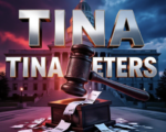 A viral, hyper-realistic YouTube thumbnail with a dramatic political atmosphere. The background is the Colorado State Capitol at dusk with storm clouds gathering and dramatic red-blue lighting split down the middle. The composition uses a low-angle shot to focus on the main subject: a massive cracked granite gavel hovering over a shattered ballot box spilling votes. Image size should be 3:2. The image features massive 3D typography with strict hierarchy: The Primary Text reads exactly: 'TINA PETERS'. This text is massive, the largest element in the frame, rendered in molten chrome with glowing orange edges to look like a high-budget 3D render. The Secondary Text reads exactly: '9 YEARS OR FREEDOM?'. This text is significantly smaller, positioned below the main text. It features a thick white border with red glow outline (sticker style) to contrast against the background. Make sure text 2 is always different theme, style, effect and border compared to text 1.