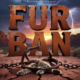 A viral, hyper-realistic YouTube thumbnail with a dramatic Western atmosphere. The background is a stormy Colorado mesa sunset over red rock canyons with lightning cracking in the distance. The composition uses a low-angle cinematic shot to focus on the main subject: a weathered steel animal trap dramatically chained to cracked desert ground with fresh bobcat fur caught in its jaws. Image size should be 3:2. The image features massive 3D typography with strict hierarchy: The Primary Text reads exactly: 'FUR BAN'. This text is massive, the largest element in the frame, rendered in rusted blood-red steel to look like a high-budget 3D render. The Secondary Text reads exactly: 'COLORADO SHOWDOWN'. This text is significantly smaller, positioned below the main text. It features a thick, glowing orange border/outline (sticker style) to contrast against the background. Make sure text 2 is always different theme, style, effect and border compared to text 1.