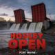 A viral, hyper-realistic YouTube thumbnail with a dramatic industrial atmosphere. The background is the St. Marys River in Fort Wayne at dusk with massive water rushing through fully opened red Tainter gates at Hosey Dam, low water exposing rocky riverbed and mud flats. The composition uses a low dramatic angle to focus on the main subject: enormous steel Tainter gates raised high with torrents of water pouring underneath. Image size should be 3:2. The image features massive 3D typography with strict hierarchy: The Primary Text reads exactly: 'HOSEY DAM OPEN'. This text is massive, the largest element in the frame, rendered in weathered industrial steel with rust and water spray effects to look like a high-budget 3D render. The Secondary Text reads exactly: 'River Drops Low'. This text is significantly smaller, positioned below the main text. It features a thick, glowing orange border/outline (sticker style) to contrast against the background. Make sure text 2 is always different theme, style, effect and border compared to text 1. The text materials correspond to the story's concept. Crucial Instruction: There is absolutely NO other text, numbers, watermarks, or subtitles in this image other than these two specific lines. 8k, Unreal Engine 5, cinematic render