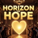 A viral, hyper-realistic YouTube thumbnail with a warm, golden-hour community atmosphere. The background is the elegant Fairfield Event Center interior filled with smiling supporters raising paddles under soft chandelier glow and string lights. The composition uses a low-angle shot to focus on the main subject: a beautiful, glowing open door shaped like a heart with golden light pouring out. Image size should be 3:2. The image features massive 3D typography with strict hierarchy: The Primary Text reads exactly: 'Horizon of Hope'. This text is massive, the largest element in the frame, rendered in liquid gold to look like a high-budget 3D render. The Secondary Text reads exactly: 'First Gala Success'. This text is significantly smaller, positioned below the main text. It features a thick, white glowing border/outline (sticker style) to contrast against the background. Make sure text 2 is always different theme, style, effect and border compared to text 1.