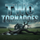 A viral, hyper-realistic YouTube thumbnail with a dramatic storm-chaser atmosphere. The background is a dark Indiana farmhouse landscape under threatening green skies with visible wall cloud and debris swirl. The composition uses a low dramatic angle to focus on the main subject: a massive twisted oak tree snapped in half with roof debris wrapped around it. Image size should be 3:2. The image features massive 3D typography with strict hierarchy: The Primary Text reads exactly: 'TWO TORNADOES'. This text is massive, the largest element in the frame, rendered in glowing electric blue chrome to look like a high-budget 3D render. The Secondary Text reads exactly: 'Strike Indiana'. This text is significantly smaller, positioned below the main text. It features a thick, glowing red border/outline (sticker style) to contrast against the background. Make sure text 2 is always different theme, style, effect and border compared to text 1. The text materials correspond to the story's concept. Crucial Instruction: There is absolutely NO other text, numbers, watermarks, or subtitles in this image other than these two specific lines. 8k, Unreal Engine 5, cinematic render