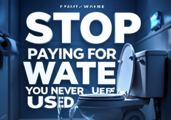 A viral, hyper-realistic YouTube thumbnail with a dramatic home-utility atmosphere. The background is a moody Fort Wayne home bathroom at dusk with water dramatically overflowing from a toilet tank and pooling on the floor, subtle blue emergency lighting. The composition uses a low-angle dramatic shot to focus on the main subject: a gleaming chrome toilet handle mid-flush with water streaming out. Image size should be 3:2. The image features massive 3D typography with strict hierarchy: The Primary Text reads exactly: 'STOP PAYING FOR WATER YOU NEVER USED'. This text is massive, the largest element in the frame, rendered in liquid chrome with rippling water distortion effect to look like a high-budget 3D render. The Secondary Text reads exactly: 'Fort Wayne Free Leak Fixes'. This text is significantly smaller, positioned below the main text. It features a thick, glowing red border/outline (sticker style) to contrast against the background. Make sure text 2 is always different theme, style, effect and border compared to text 1. The text materials correspond to the story's concept. Crucial Instruction: There is absolutely NO other text, numbers, watermarks, or subtitles in this image other than these two specific lines. 8k, Unreal Engine 5, cinematic render