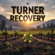 A viral, hyper-realistic YouTube thumbnail with a dramatic wildfire recovery atmosphere. The background is a rugged western Colorado landscape at golden hour showing charred pinyon trees in the distance transitioning to fresh green growth in the foreground with Grand Valley vineyards visible below. The composition uses a low dramatic angle to focus on the main subject: a single resilient grape vine pushing new leaves through ashen soil, with a subtle helicopter seeding silhouette in the sky. Image size should be 3:2. The image features massive 3D typography with strict hierarchy: The Primary Text reads exactly: 'TURNER GULCH RECOVERY'. This text is massive, the largest element in the frame, rendered in weathered brushed steel with glowing orange ember edges to look like a high-budget 3D render. The Secondary Text reads exactly: 'Vineyard Science Night Reveals Plans'. This text is significantly smaller, positioned below the main text. It features a thick white border with red glow outline (sticker style) to contrast against the background. Make sure text 2 is always different theme, style, effect and border compared to text 1.