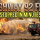 A viral, hyper-realistic YouTube thumbnail with a intense wildfire atmosphere. The background is a scorching Colorado highway ditch engulfed in orange flames and thick smoke under a blazing summer sun with dry grass everywhere. The composition uses a dramatic low angle to focus on the main subject: a powerful red fire truck blasting water on raging flames. Image size should be 3:2. The image features massive 3D typography with strict hierarchy: The Primary Text reads exactly: 'HIGHWAY 92 FIRE'. This text is massive, the largest element in the frame, rendered in molten chrome with glowing ember edges to look like a high-budget 3D render. The Secondary Text reads exactly: 'STOPPED IN MINUTES'. This text is significantly smaller, positioned below the main text. It features a thick, bright yellow border/outline (sticker style) to contrast against the background. Make sure text 2 is always different theme, style, effect and border compared to text 1. The text materials correspond to the story's concept. Crucial Instruction: There is absolutely NO other text, numbers, watermarks, or subtitles in this image other than these two specific lines. 8k, Unreal Engine 5, cinematic render.