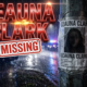 A viral, hyper-realistic YouTube thumbnail with a tense, dramatic crime-alert atmosphere. The background is a dark, rainy Fort Wayne street at night with flashing blue and red police lights cutting through fog and rain. The composition uses a low-angle shot to focus on the main subject: a large, weathered missing person poster taped to a street pole, photo area deliberately darkened to remain faceless. Image size should be 3:2. The image features massive 3D typography with strict hierarchy: The Primary Text reads exactly: 'LEAUNA CLARK'. This text is massive, the largest element in the frame, rendered in glowing red chrome with dramatic lens flare to look like a high-budget 3D render. The Secondary Text reads exactly: 'MISSING'. This text is significantly smaller, positioned below the main text. It features a thick white border with red outline (sticker style) to contrast against the dark background. Make sure text 2 is always different theme, style, effect and border compared to text 1.