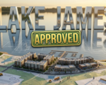 A viral, hyper-realistic YouTube thumbnail with a lakeside development atmosphere. The background is a serene lakefront scene with modern architectural blueprints overlaying a natural Indiana lake setting, featuring golden hour lighting reflecting off calm water. The composition uses a wide-angle aerial view to focus on the main subject: a detailed 3D architectural model of mixed-use buildings positioned on a topographic map of Lake James shoreline, with miniature construction elements and planning documents visible. Image size should be 3:2. The image features massive 3D typography with strict hierarchy: The Primary Text reads exactly: 'LAKE JAMES'. This text is massive, the largest element in the frame, rendered in polished chrome with water reflection effects to look like a high-budget 3D render. The Secondary Text reads exactly: 'APPROVED'. This text is significantly smaller, positioned below the main text. It features a thick, distinct green and gold border/outline (sticker style) with a stamped approval seal effect to contrast against the background. Make sure text 2 is always different theme, style, effect and border compared to text 1. The text materials correspond to the story's concept. Crucial Instruction: There is absolutely NO other text, numbers, watermarks, or subtitles in this image other than these two specific lines. 8k, Unreal Engine 5, cinematic render
