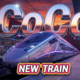 A viral, hyper-realistic YouTube thumbnail with a Sleek/Neon atmosphere. The background is a highly detailed modern train station platform with dramatic sunset lighting over mountain peaks. The composition uses a Low Angle to focus on the main subject: a futuristic, aerodynamic train front. Image size should be 3:2. The image features massive 3D typography with strict hierarchy: The Primary Text reads exactly: 'CoCo'. This text is massive, the largest element in the frame, rendered in Chrome to look like a high-budget 3D render. The Secondary Text reads exactly: 'NEW TRAIN'. This text is significantly smaller, positioned below or next to the main text. It features a thick, distinct color border/outline (sticker style) to contrast against the background. Make sure text 2 is always different theme, style, effect and border compared to text 1. The text materials correspond to the story's concept. Crucial Instruction: There is absolutely NO other text, numbers, watermarks, or subtitles in this image other than these two specific lines. 8k, Unreal Engine 5, cinematic render.