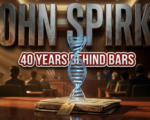 A viral, hyper-realistic YouTube thumbnail with a Legal Drama atmosphere. The background is a dimly lit courtroom with dramatic golden hour lighting streaming through tall windows, casting long shadows across mahogany wooden surfaces and legal documents scattered on a judge's bench. The composition uses a Low Angle shot to focus on the main subject: a pristine DNA double helix structure made of translucent glass and glowing blue bioluminescent material, standing upright on top of weathered case files marked with evidence tags from 1982. Image size should be 3:2. The image features massive 3D typography with strict hierarchy: The Primary Text reads exactly: 'JOHN SPIRKO'. This text is massive, the largest element in the frame, rendered in Brushed Steel with rust undertones to look like a high-budget 3D render with dramatic shadows. The Secondary Text reads exactly: '40 YEARS BEHIND BARS'. This text is significantly smaller, positioned below or next to the main text. It features a thick, distinct blood red border/outline in sticker style to contrast against the background. Make sure text 2 is always different theme, style, effect and border compared to text 1. The text materials correspond to the story's concept. Crucial Instruction: There is absolutely NO other text, numbers, watermarks, or subtitles in this image other than these two specific lines. 8k, Unreal Engine 5, cinematic render.