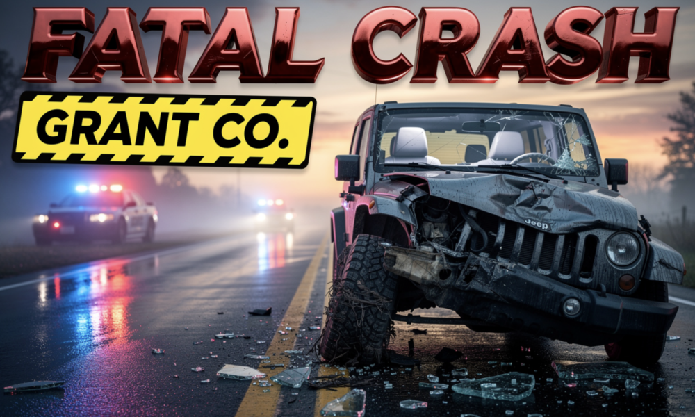 Grant County Indiana fatal head on Jeep crash scene