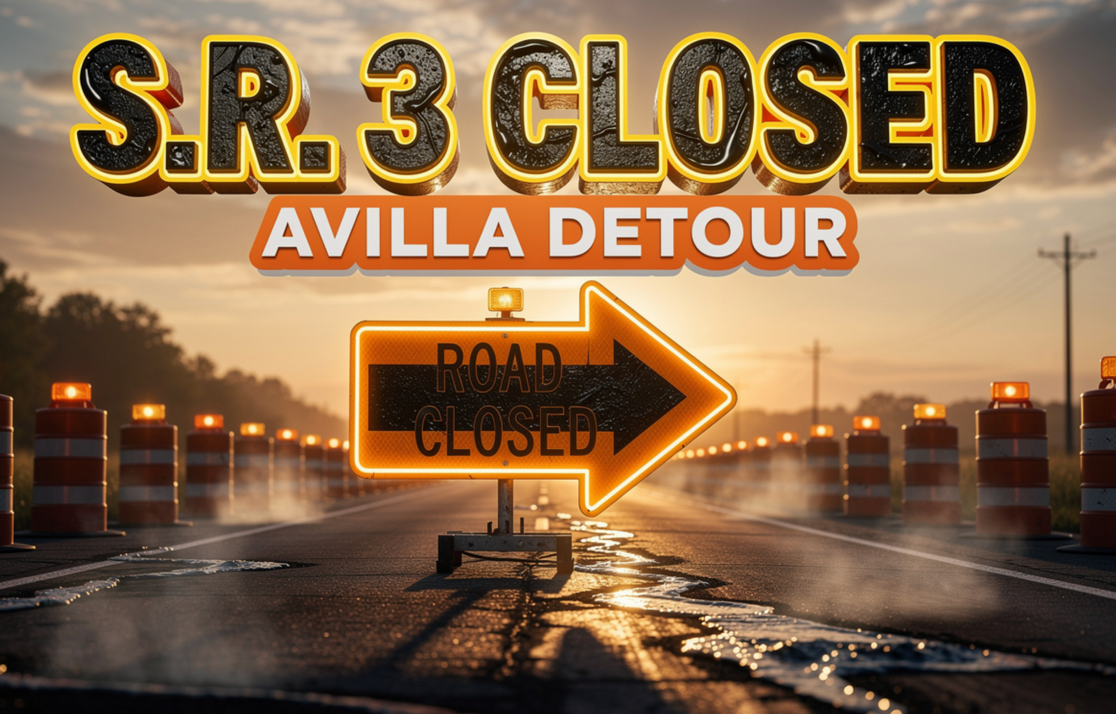 INDOT northbound State Road 3 closure near Avilla Indiana