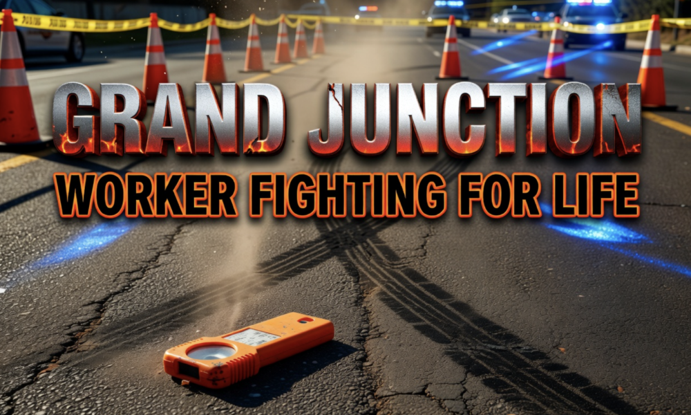 utility locator struck by vehicle Grand Junction work zone crash
