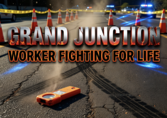utility locator struck by vehicle Grand Junction work zone crash