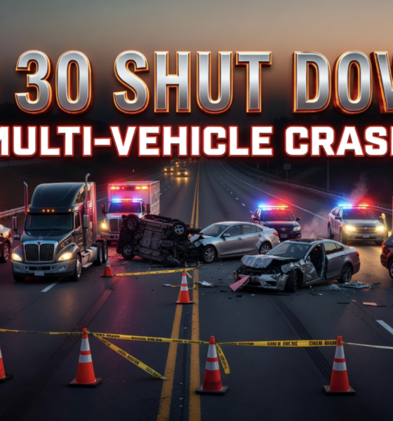 multi-vehicle crash US 30 westbound Columbia City Indiana