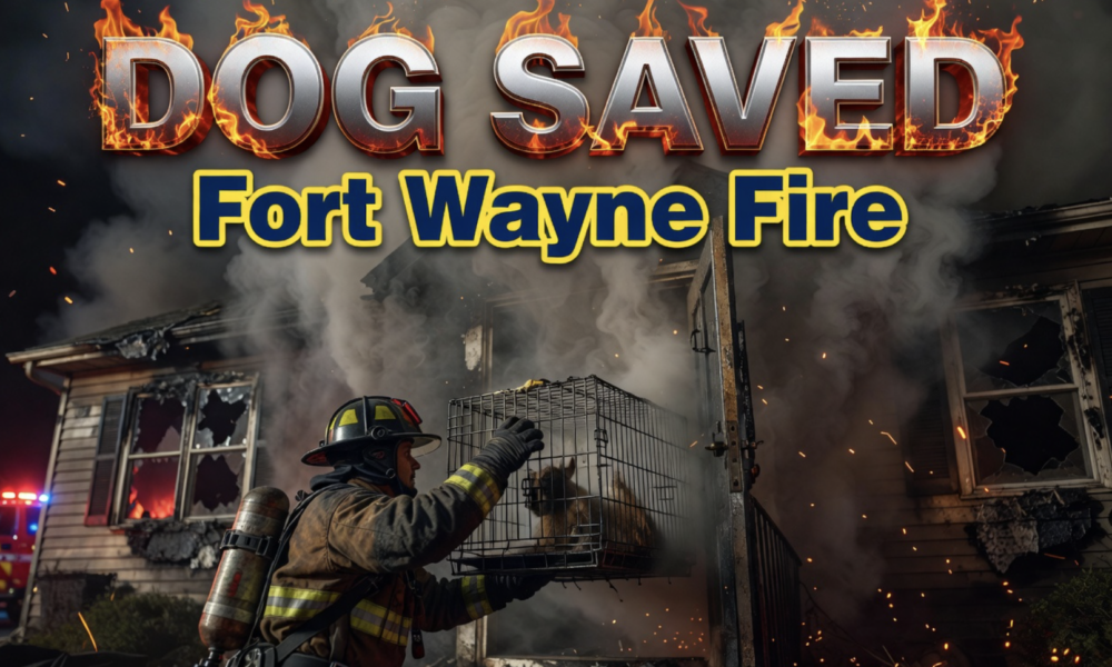 Fort Wayne firefighter dog rescue house fire scene