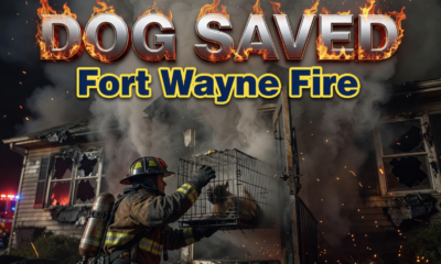 Fort Wayne firefighter dog rescue house fire scene