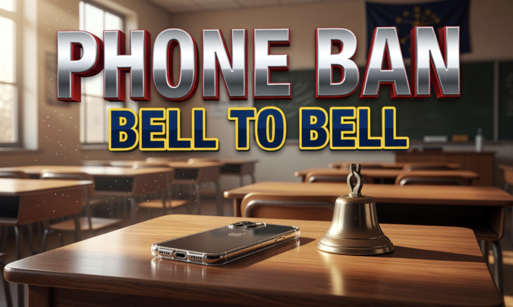 indiana governor school cellphone ban bell to bell signing