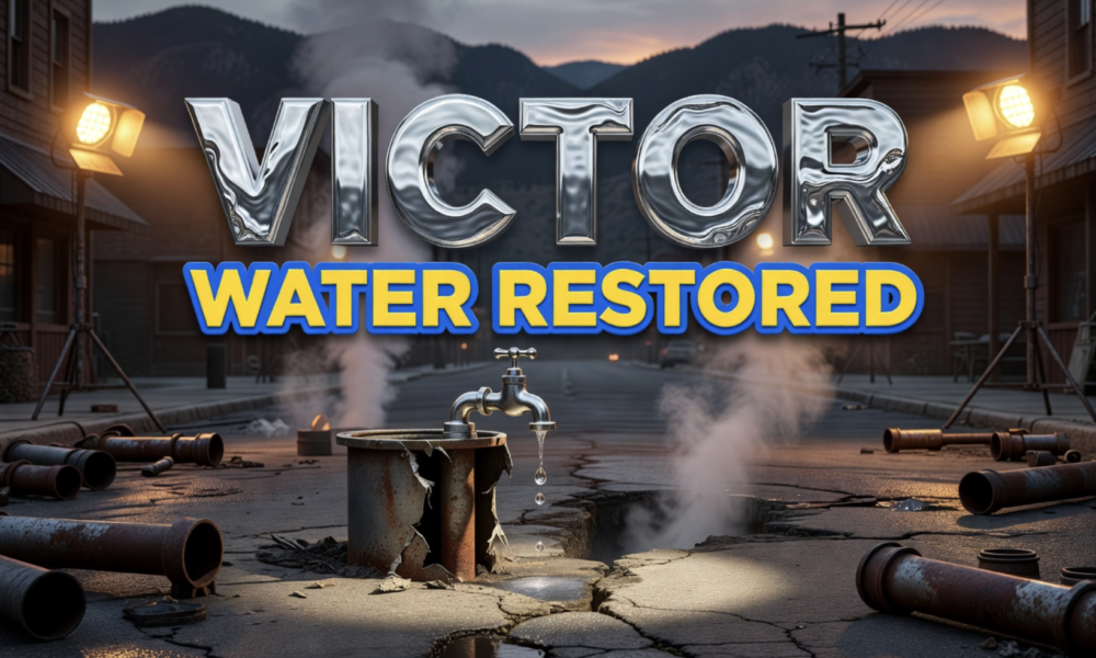 victor colorado water main repair crew working at night