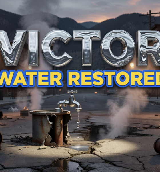 victor colorado water main repair crew working at night