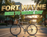 Fort Wayne cyclists biking to work on Calhoun Street trail