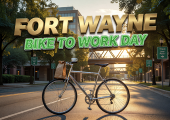 Fort Wayne cyclists biking to work on Calhoun Street trail