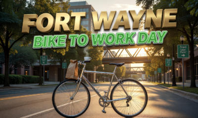 Fort Wayne cyclists biking to work on Calhoun Street trail