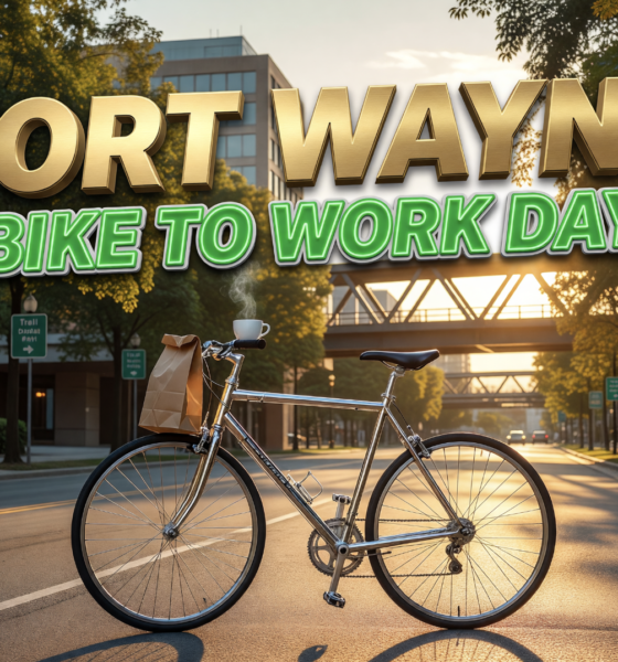 Fort Wayne cyclists biking to work on Calhoun Street trail