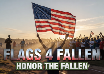 Flags 4 Fallen runners carrying USA flags in Fort Wayne 5K honor