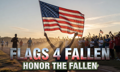 Flags 4 Fallen runners carrying USA flags in Fort Wayne 5K honor