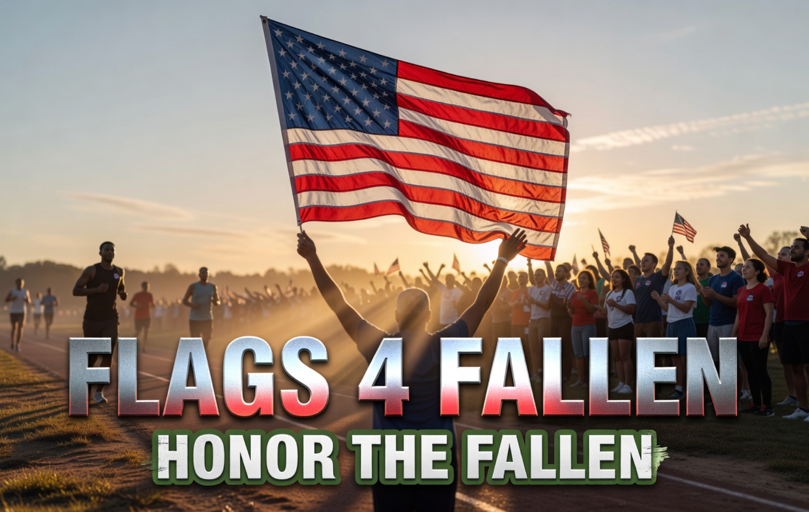 Flags 4 Fallen runners carrying USA flags in Fort Wayne 5K honor
