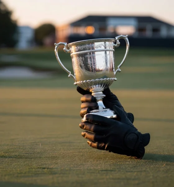 Aaron Rai 2026 PGA Championship win at Aronimink with Wanamaker Trophy.
