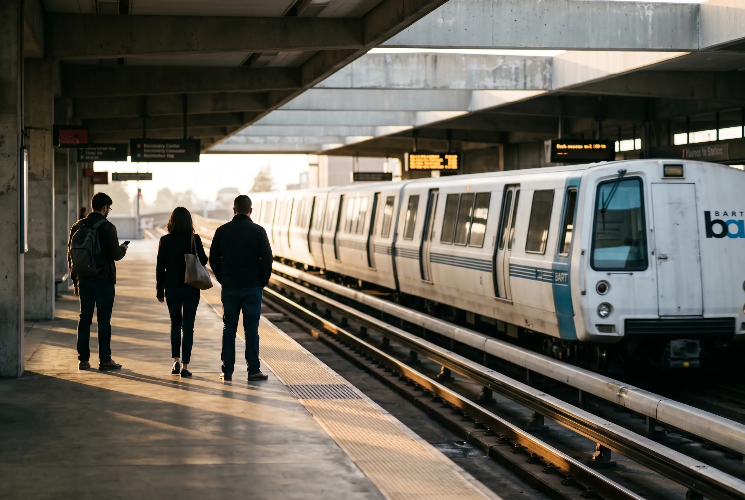 BART train at Bay Area station ahead of November transit rescue ballot vote.