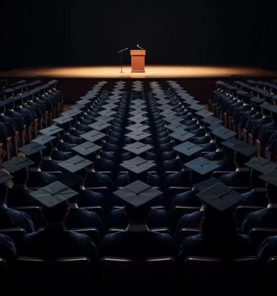 Class of 2026 graduates booing artificial intelligence commencement speeches across US universities.