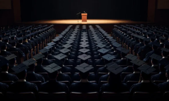 Class of 2026 graduates booing artificial intelligence commencement speeches across US universities.