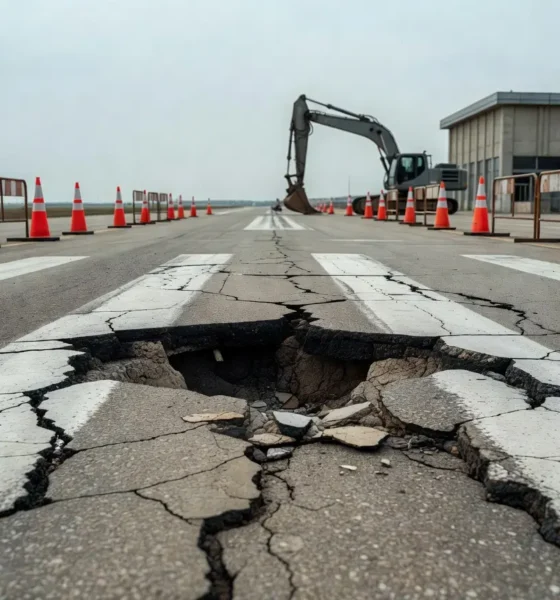 LaGuardia Airport runway sinkhole closes Runway 4/22 amid Memorial Day travel disruptions.