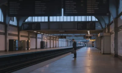 Long Island Rail Road strike empty platform commuter disruption in New York.