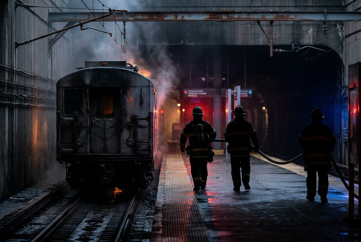 Penn Station fire injures five rail workers and halts Amtrak NJ Transit service.