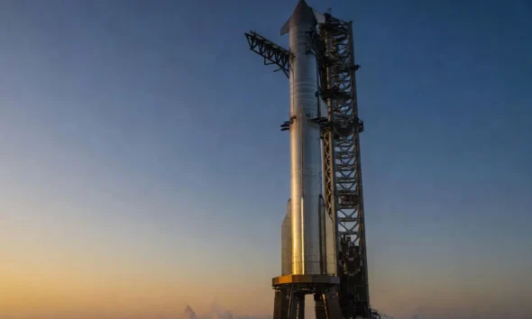 SpaceX Starship V3 stacked on Pad 2 ahead of Flight 12 Starbase launch.