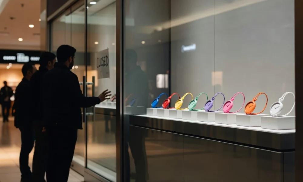 Swatch Royal Pop pocket watch launch closes Cherry Creek and 19 US stores.
