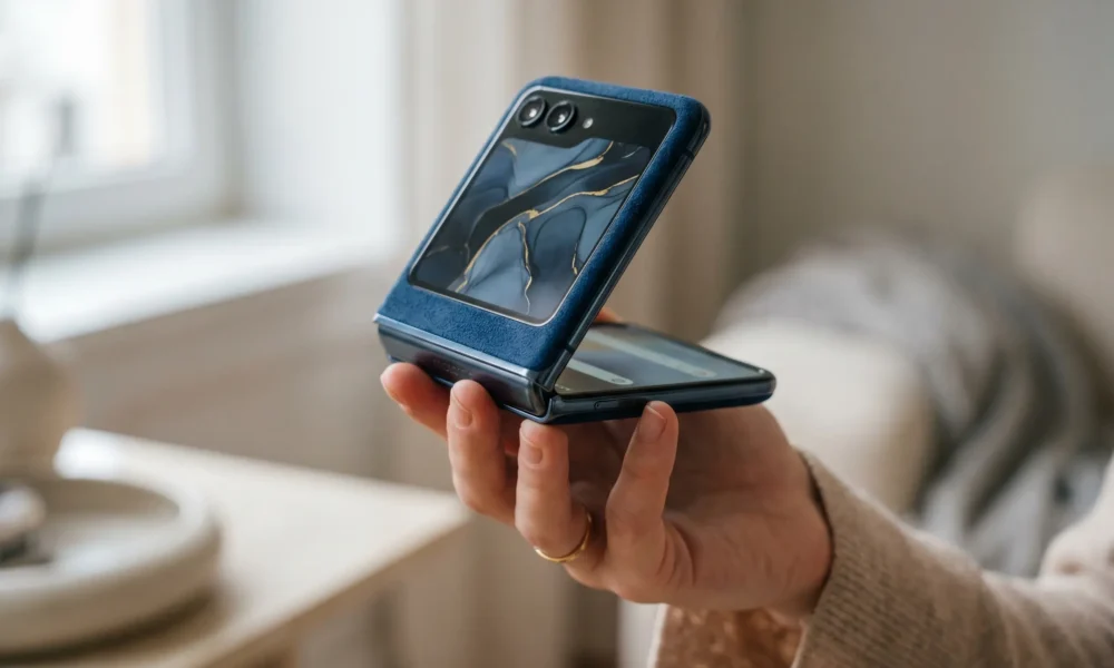 2026 Motorola Razr Ultra flip phone in Orient Blue
