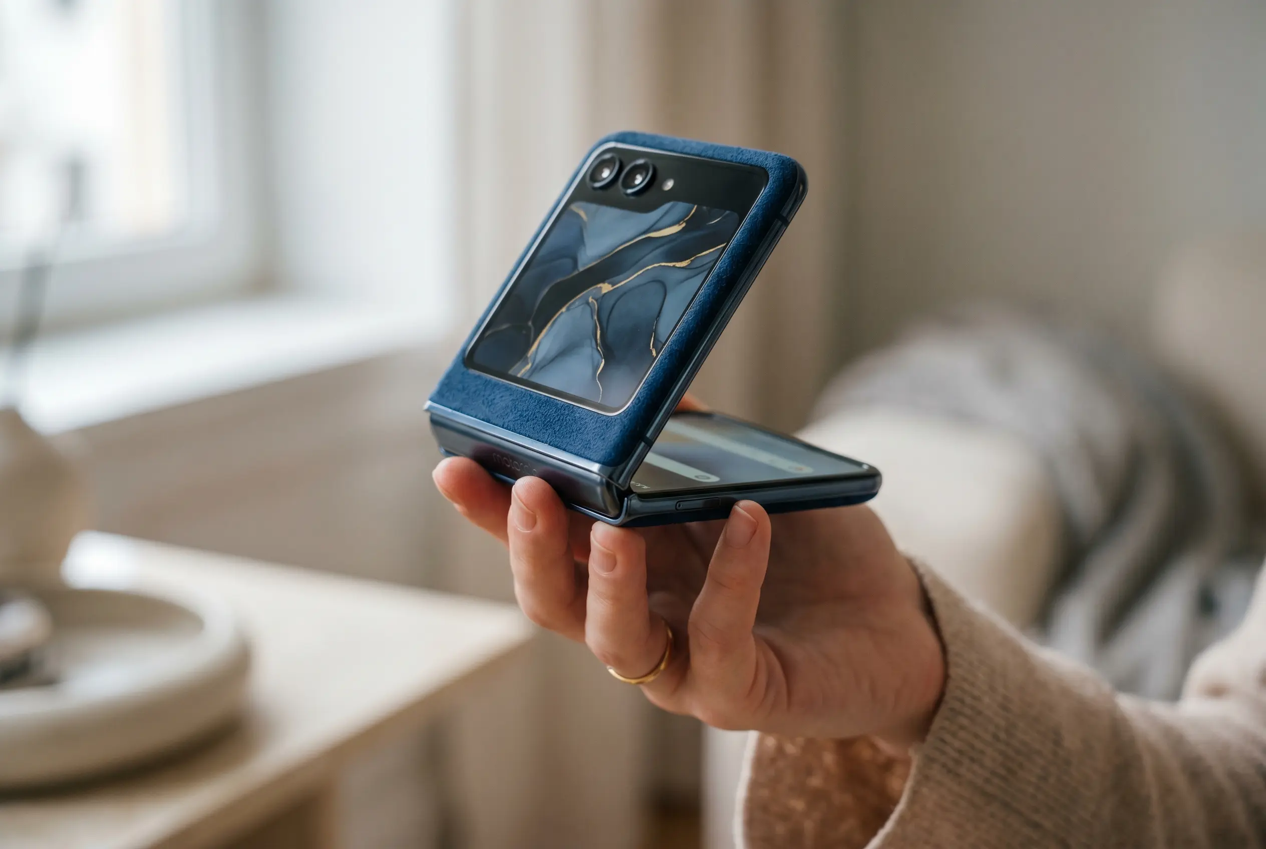 2026 Motorola Razr Ultra flip phone in Orient Blue