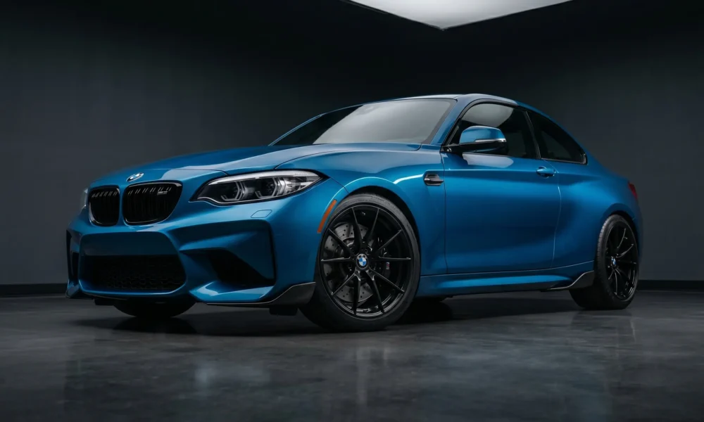 2027 BMW M2 xDrive all-wheel-drive coupe in Borusan Turkish Blue explained.