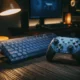 8BitDo Clear Blue N64 30th Collection controller and keyboard