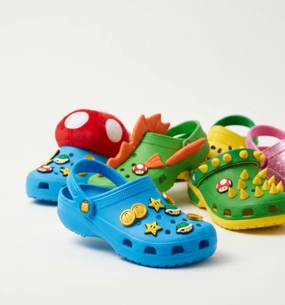 Crocs x Super Mario collection clogs and Jibbitz charms releasing July 15.